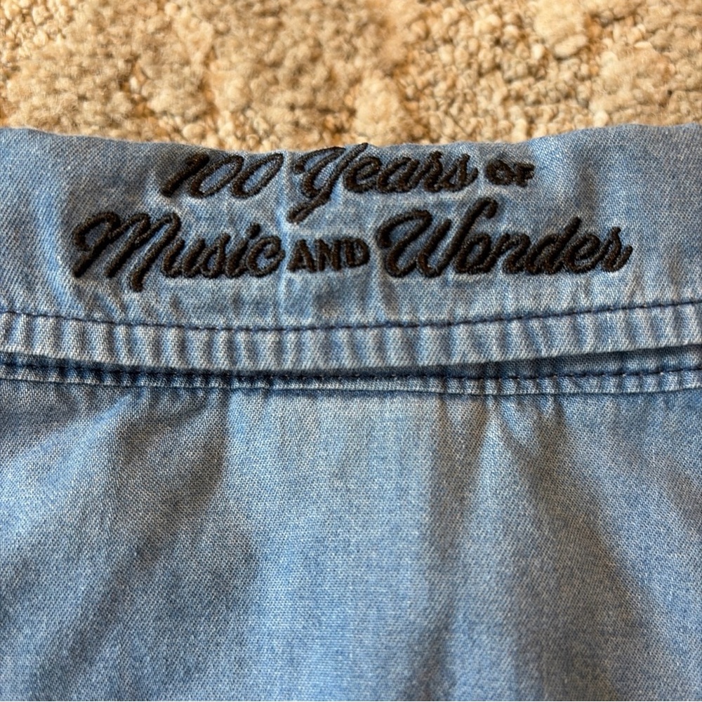 Disney 100 Years of Music and Wonder Long Sleeve Small Blue Shirt Mickey Mouse - Picture 11 of 13